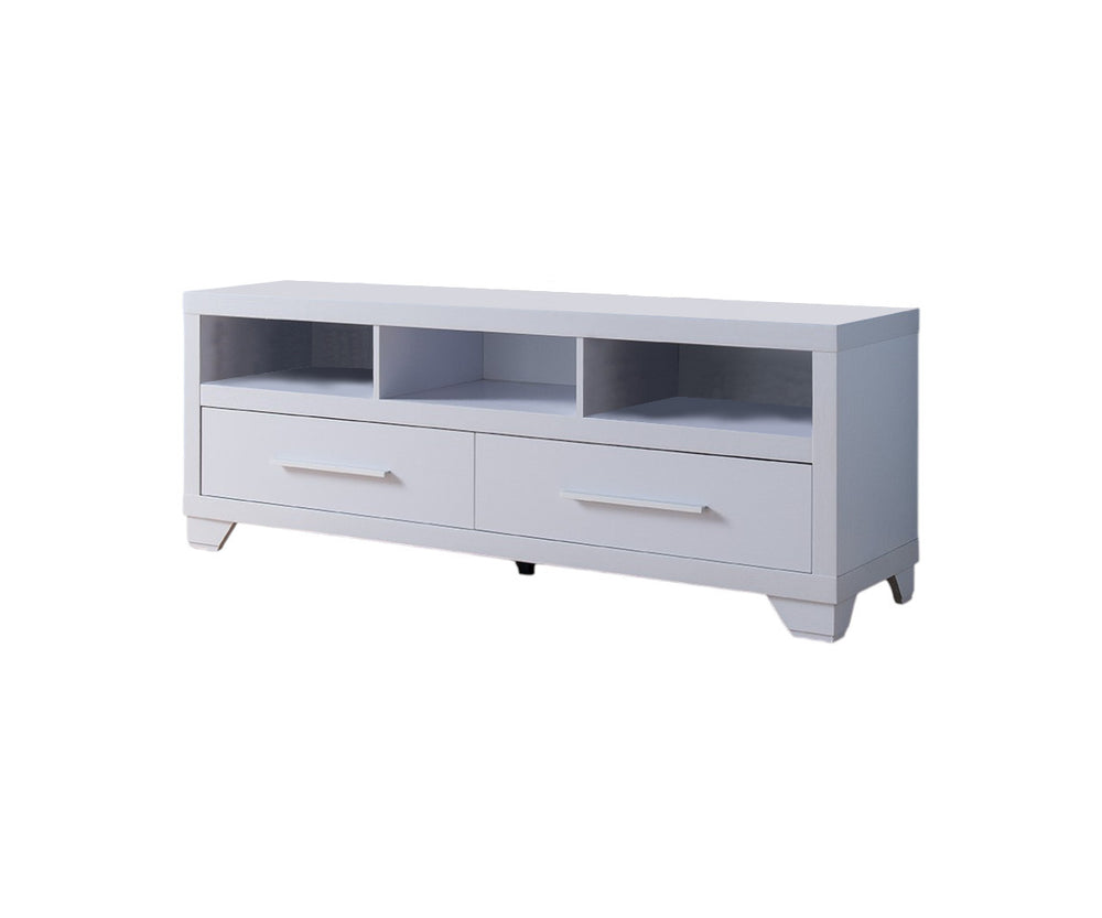 Homeroots 60" White Particle Board And Mdf Cabinet Enclosed Storage Tv Stand  Manufactured Wood 473279