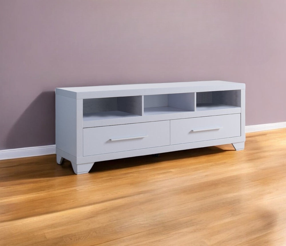 Homeroots 60" White Particle Board And Mdf Cabinet Enclosed Storage Tv Stand  Manufactured Wood 473279