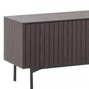 Homeroots 63" Stylish Dark Brown & Black Wood-metal Tv Stand With Open Storage & Wire Management Solution  Manufactured Wood,Metal 473298