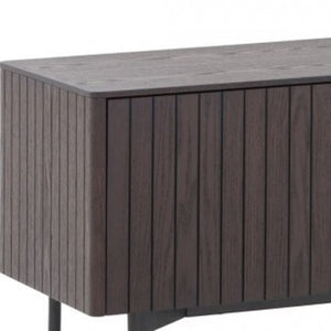 Homeroots 63" Stylish Dark Brown & Black Wood-metal Tv Stand With Open Storage & Wire Management Solution  Manufactured Wood,Metal 473298