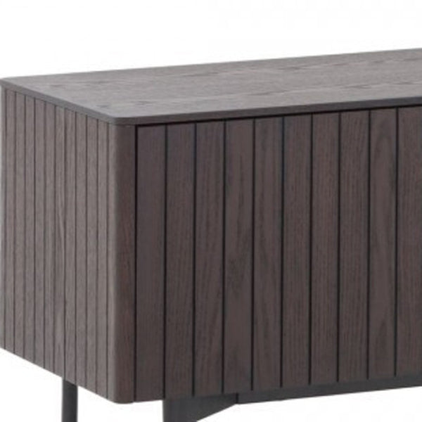 Homeroots 63" Stylish Dark Brown & Black Wood-metal Tv Stand With Open Storage & Wire Management Solution  Manufactured Wood,Metal 473298