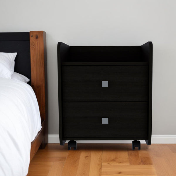 Homeroots 22" Two Drawer Faux Wood Nightstand   473301