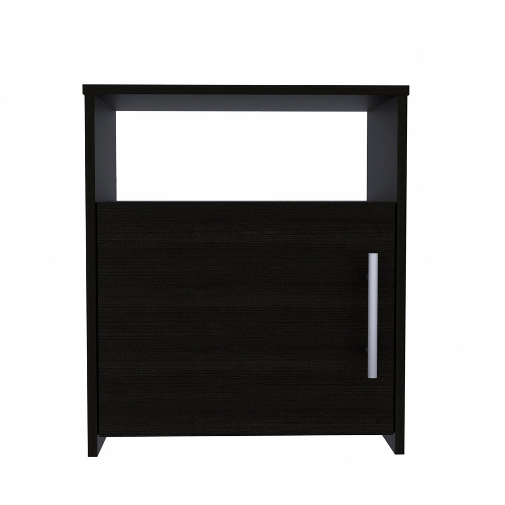 Homeroots 23" Black One Cabinet Faux Wood Nightstand   473303