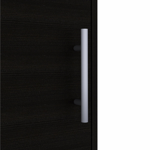 Homeroots 23" Black One Cabinet Faux Wood Nightstand   473303