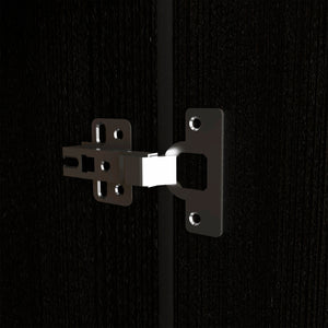 Homeroots 71" Black Tall Bar Cabinet With Two Door Panels And Top Wine Glass Rack  Particle Board 473306