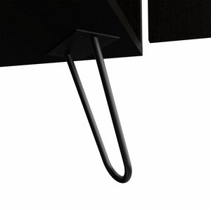 Homeroots 71" Black Tall Bar Cabinet With Two Door Panels And Top Wine Glass Rack  Particle Board 473306