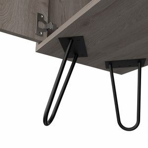 HomeRoots Light Gray Bar Cabinet with Modern Design, Spacious Storage & Stylish Geometric Metal Legs 473307