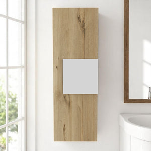 HomeRoots Light Oak Vertical Hanging Cabinet - Stylish, Moisture-Resistant Storage for Modern Bathrooms & More 473309