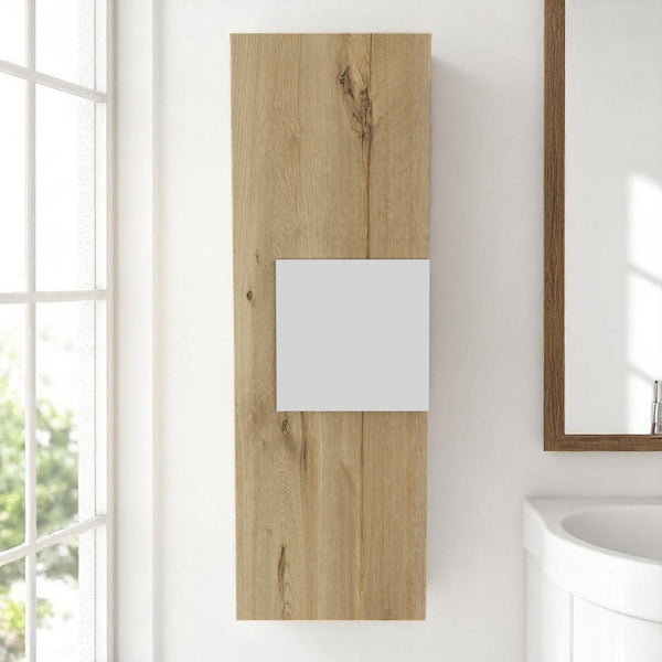 HomeRoots Light Oak Vertical Hanging Cabinet - Stylish, Moisture-Resistant Storage for Modern Bathrooms & More 473309