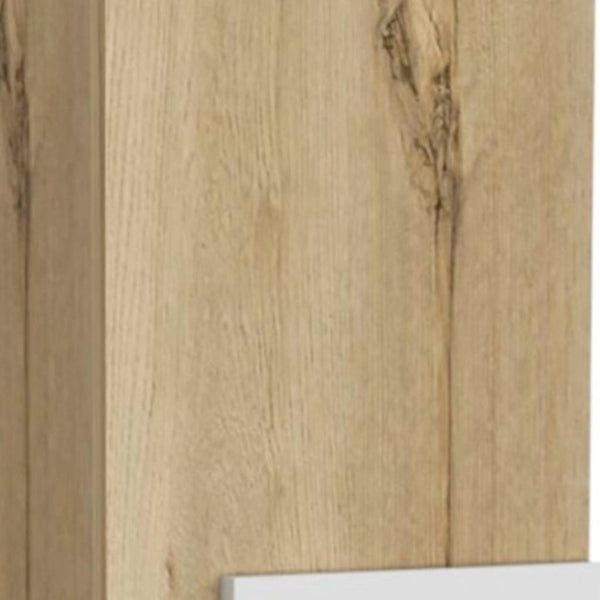 HomeRoots Light Oak Vertical Hanging Cabinet - Stylish, Moisture-Resistant Storage for Modern Bathrooms & More 473309