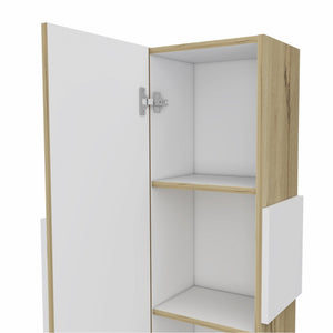 HomeRoots Light Oak Vertical Hanging Cabinet - Stylish, Moisture-Resistant Storage for Modern Bathrooms & More 473309