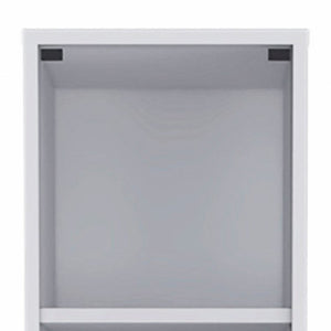 Homeroots White Bathroom Storage Cabinet With Glass Door And Sliding Drawers  Particle Board 473310