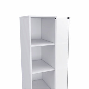 Homeroots White Bathroom Storage Cabinet With Glass Door And Sliding Drawers  Particle Board 473310