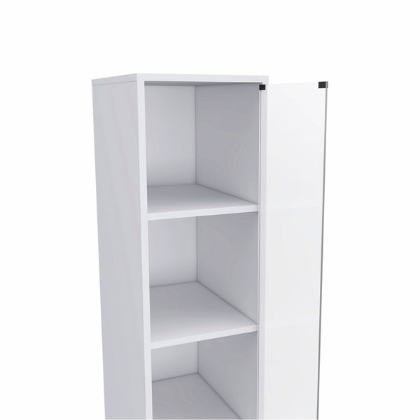 Homeroots White Bathroom Storage Cabinet With Glass Door And Sliding Drawers  Particle Board 473310
