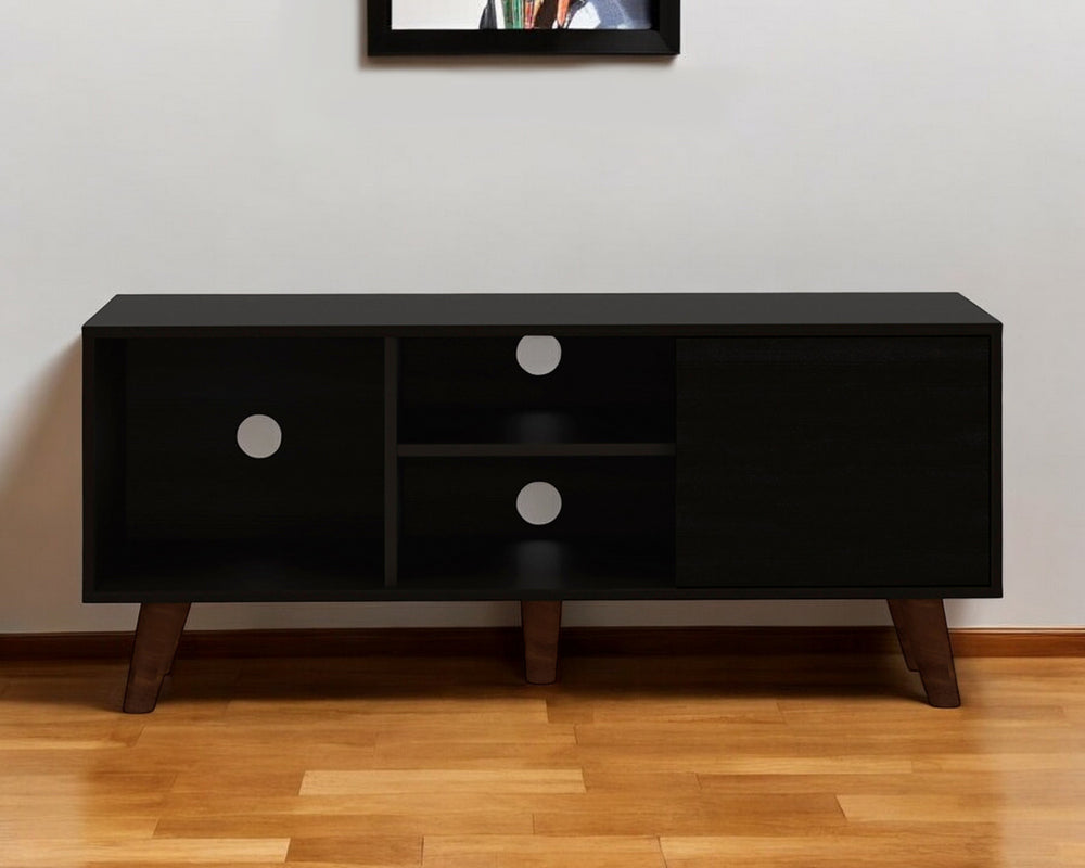 Homeroots 45" Black Open Shelving Tv Stand  Manufactured Wood 473312