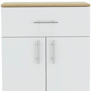 Homeroots 34" Light Oak And White Pantry Cabinet  Manufactured Wood 473313