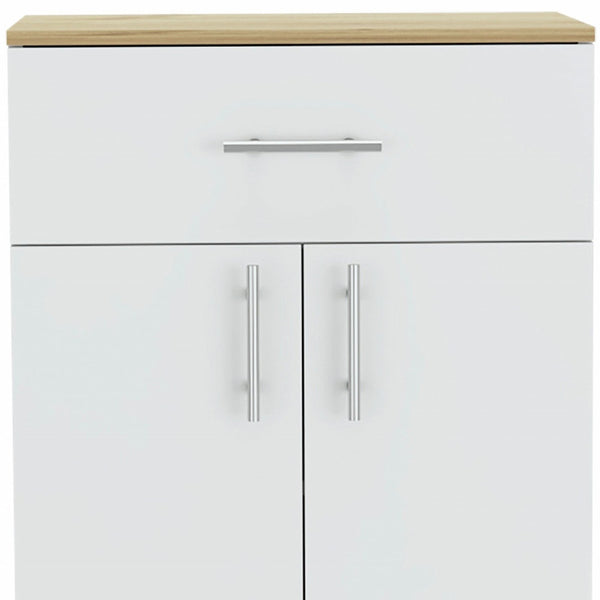 Homeroots 34" Light Oak And White Pantry Cabinet  Manufactured Wood 473313