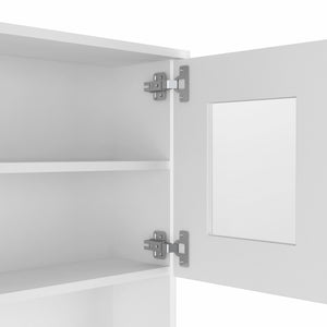 Homeroots 67" White Pantry Cabinet With Two Door Panels And Side Open Shelves  Particle Board 473314