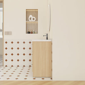 English Elm 36" Floating Bathroom Vanity Light Oak Modular Cabinet with Gel Coat Integrated Sink W3450S00098