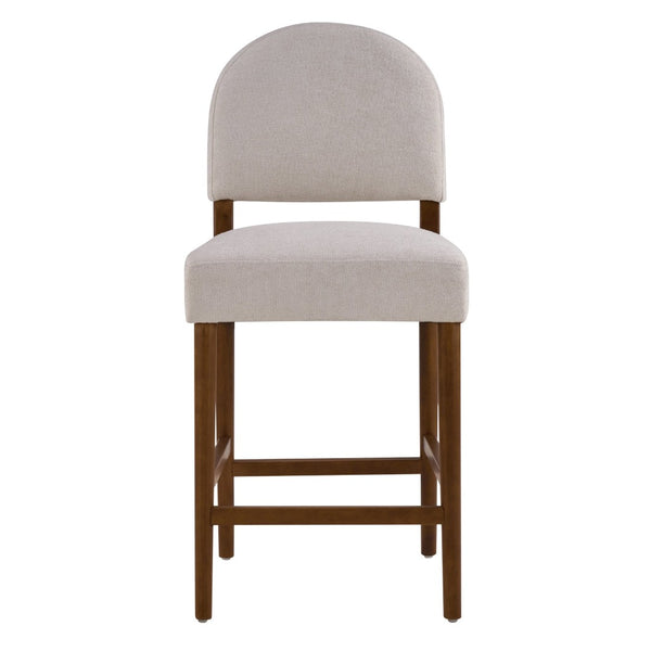 English Elm 26'' Rubberwood Fabric Counterstool Set Padded Backrest Kitchen Island Seating Light Gray N780P394271G