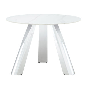 English Elm 42" Luxury Sintered Stone Table: Modern Minimalist Design With Durable Top, Steel Legs & Heat Resistance W1512S00128