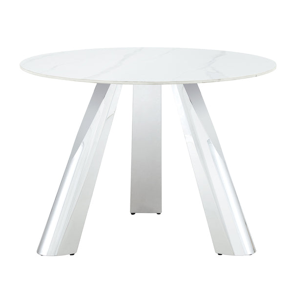 English Elm 42" Luxury Sintered Stone Table: Modern Minimalist Design With Durable Top, Steel Legs & Heat Resistance W1512S00128