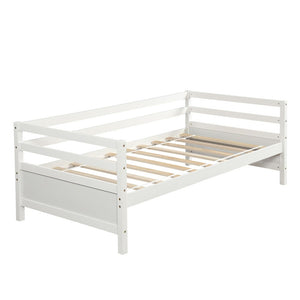 Homeroots White Wood Twin Bed Frame With Trundle  Manufactured Wood 473456