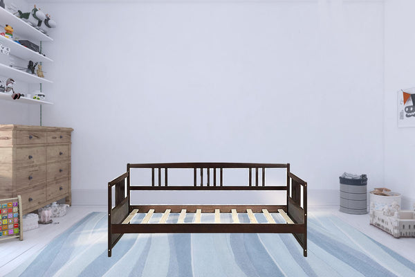 Homeroots White Wood Twin Bed Frame  Solid + Manufactured Wood 473463