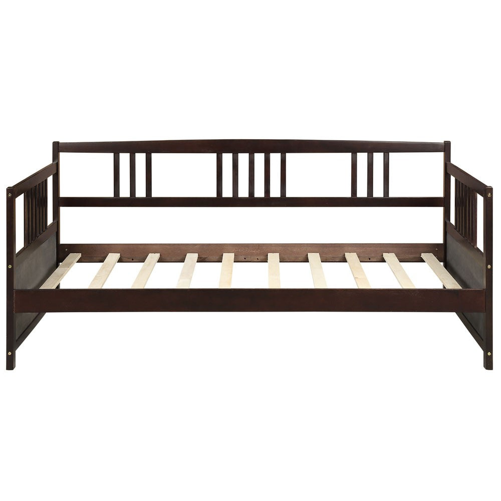 Homeroots White Wood Twin Bed Frame  Solid + Manufactured Wood 473463