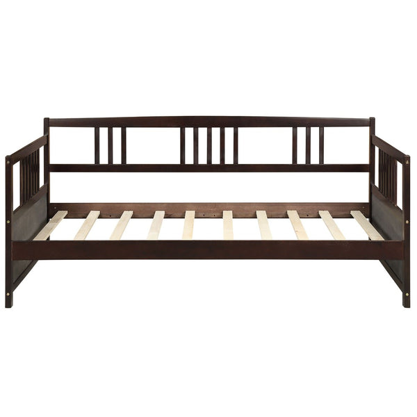 Homeroots White Wood Twin Bed Frame  Solid + Manufactured Wood 473463