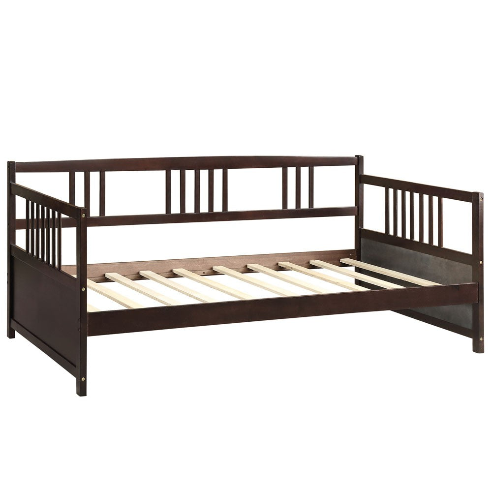 Homeroots White Wood Twin Bed Frame  Solid + Manufactured Wood 473463