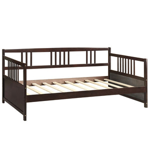Homeroots White Wood Twin Bed Frame  Solid + Manufactured Wood 473463
