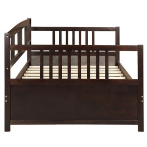 Homeroots White Wood Twin Bed Frame  Solid + Manufactured Wood 473463