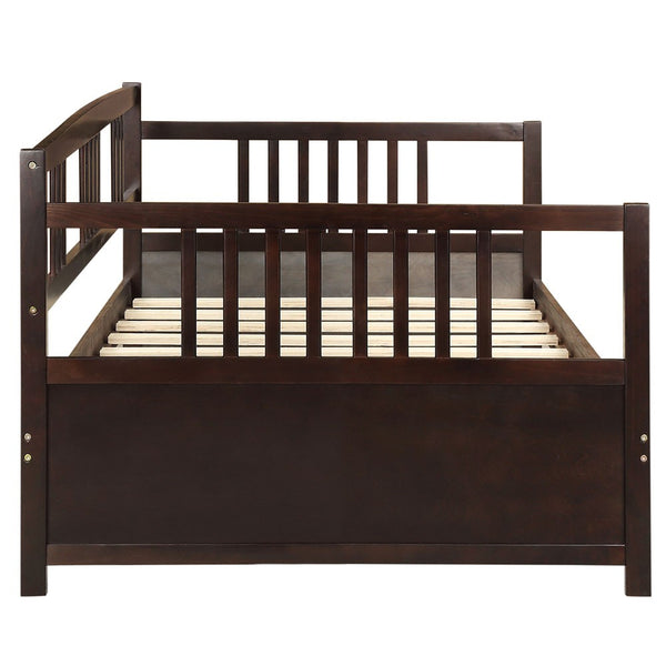 Homeroots White Wood Twin Bed Frame  Solid + Manufactured Wood 473463