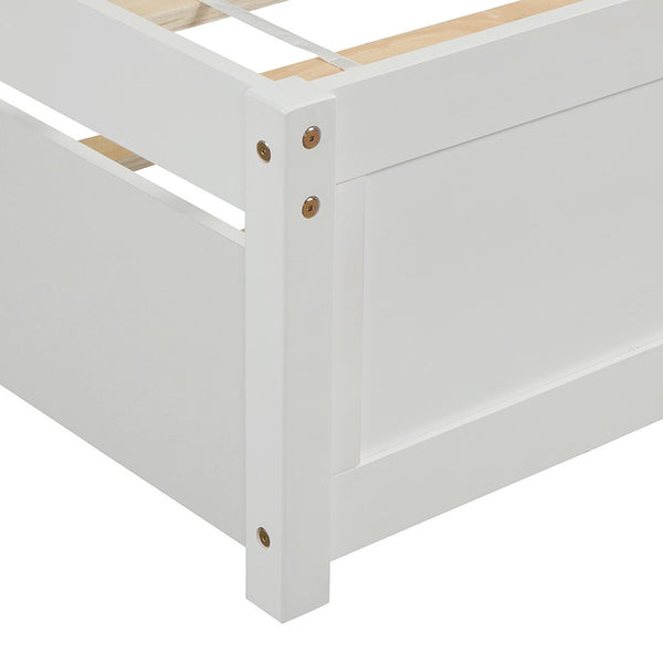 Homeroots White Wood Twin Bed Frame With Trundle  Manufactured Wood 473474