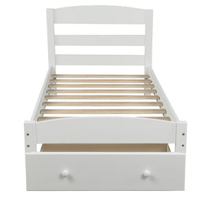 Homeroots White Wood Twin Bed Frame  Manufactured Wood 473476