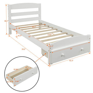 Homeroots White Wood Twin Bed Frame  Manufactured Wood 473476