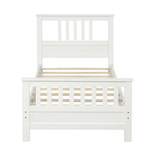 Homeroots White Wood Twin Bed Frame  Manufactured Wood 473485