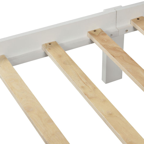 Homeroots White Wood Twin Bed Frame  Manufactured Wood 473485