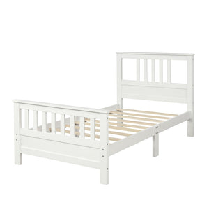 Homeroots White Wood Twin Bed Frame  Manufactured Wood 473485