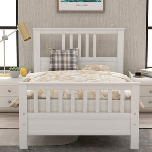 Homeroots White Wood Twin Bed Frame  Manufactured Wood 473485
