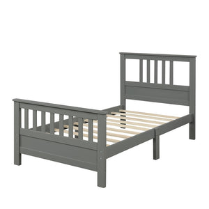 Homeroots White Wood Twin Bed Frame  Manufactured Wood 473485