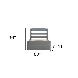 Homeroots Gray Wood Twin Bed Frame  Manufactured Wood 473490