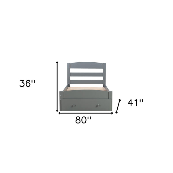 Homeroots Gray Wood Twin Bed Frame  Manufactured Wood 473490