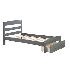Homeroots Gray Wood Twin Bed Frame  Manufactured Wood 473490
