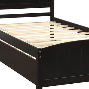 Homeroots Espresso Wood Twin Bed Frame With Trundle  Manufactured Wood 473503