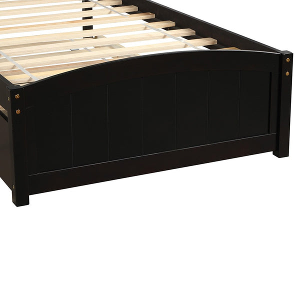 Homeroots Espresso Wood Twin Bed Frame With Trundle  Manufactured Wood 473503