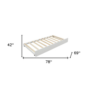 Homeroots White Wood Twin Canopy Bed Frame With Trundle  Manufactured Wood 473523