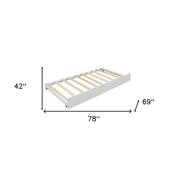 Homeroots White Wood Twin Canopy Bed Frame With Trundle  Manufactured Wood 473523
