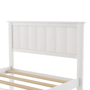 Homeroots White Wood Twin Bed Frame  Manufactured Wood 473525